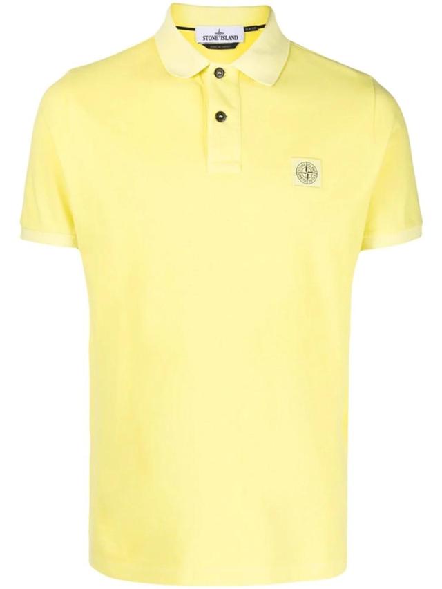 Logo-patch Short-sleeved Polo Shirt In Yellow Product Image