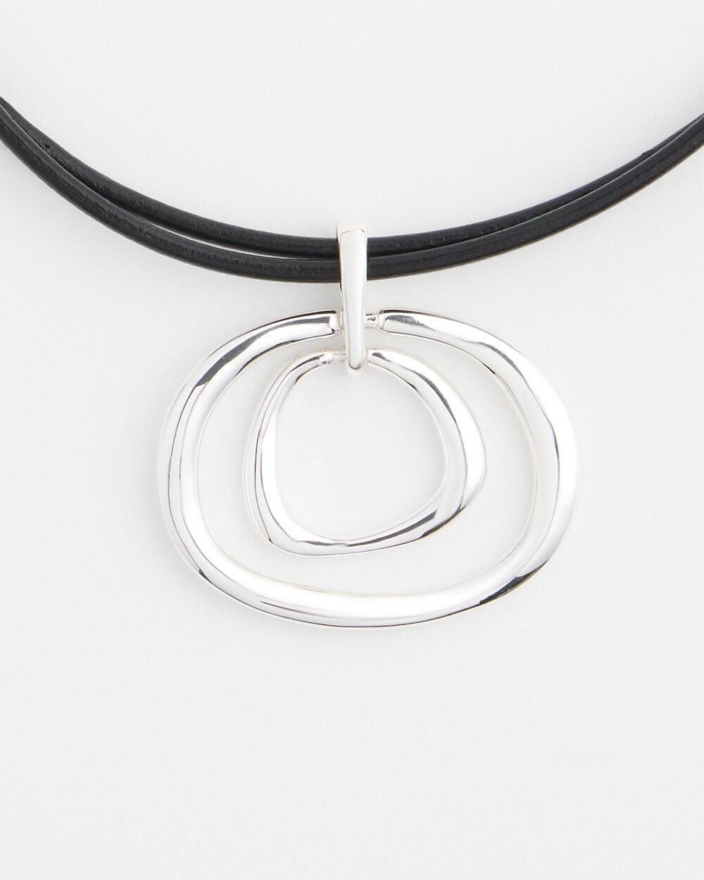 Silver Tone Rings Pendant Necklace Product Image