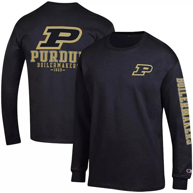 Mens Champion Black Purdue Boilermakers Team Stack Long Sleeve T-shirt Product Image