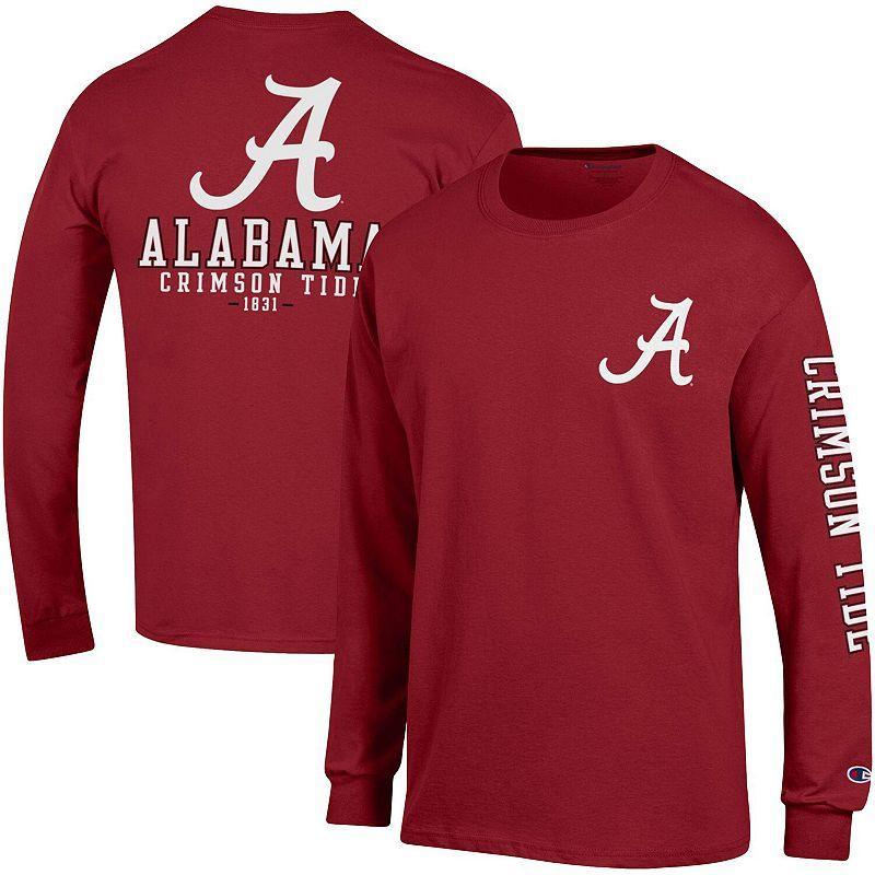 Mens Champion Crimson Alabama Crimson Tide Team Stack 3-Hit Long Sleeve T-shirt Product Image