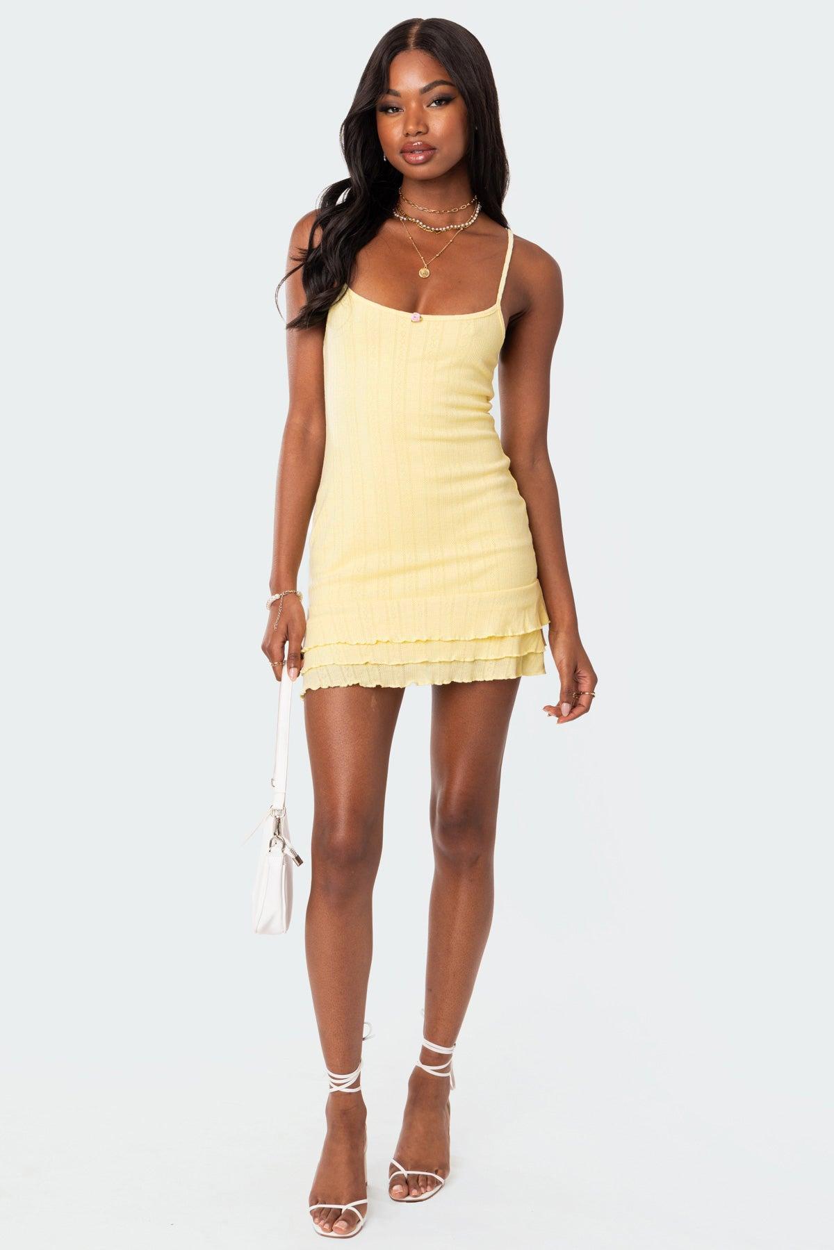 Pointelle Ruffle Mini Dress product image