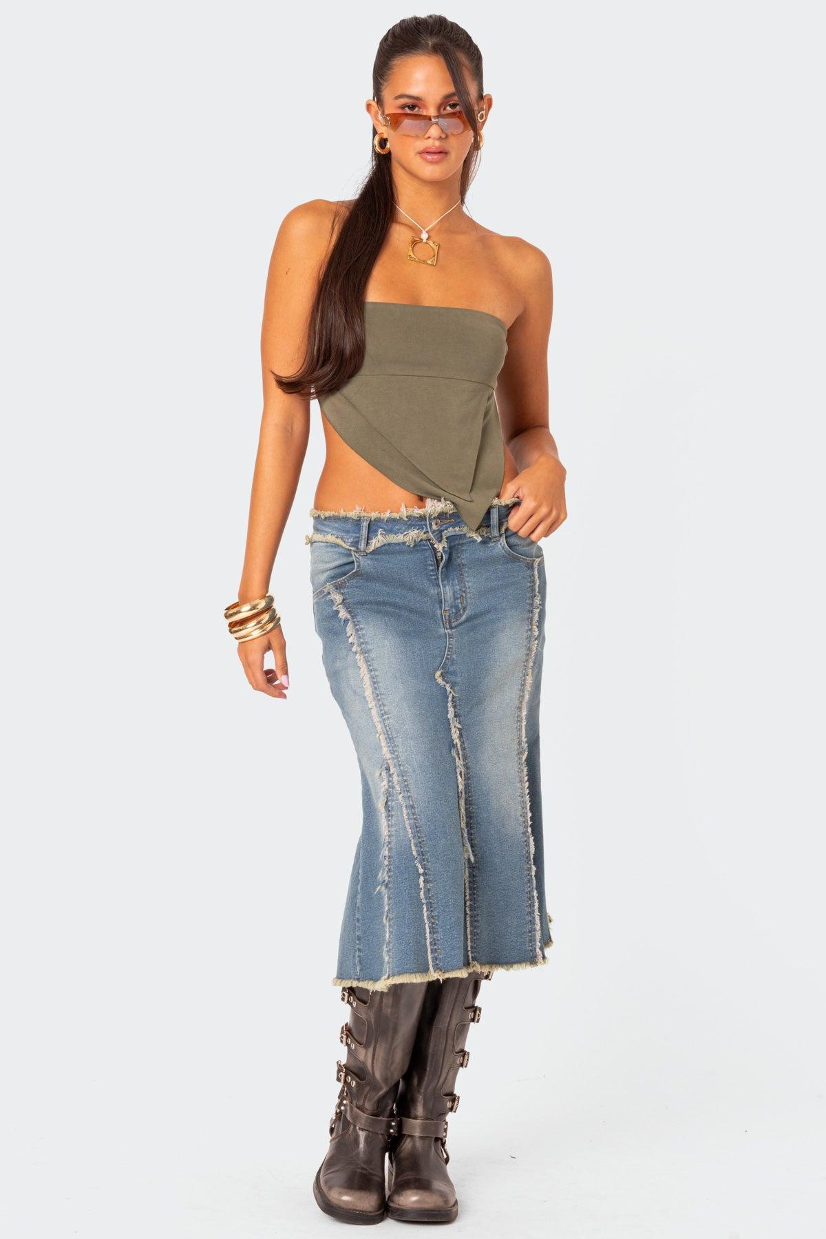 Arabella Distressed Denim Midi Skirt product image