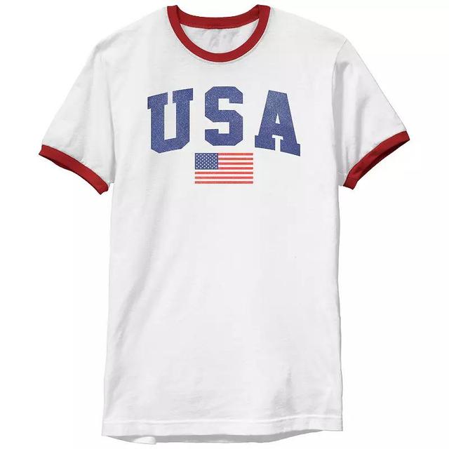 Mens USA Flag Ringer Graphic Tee Product Image