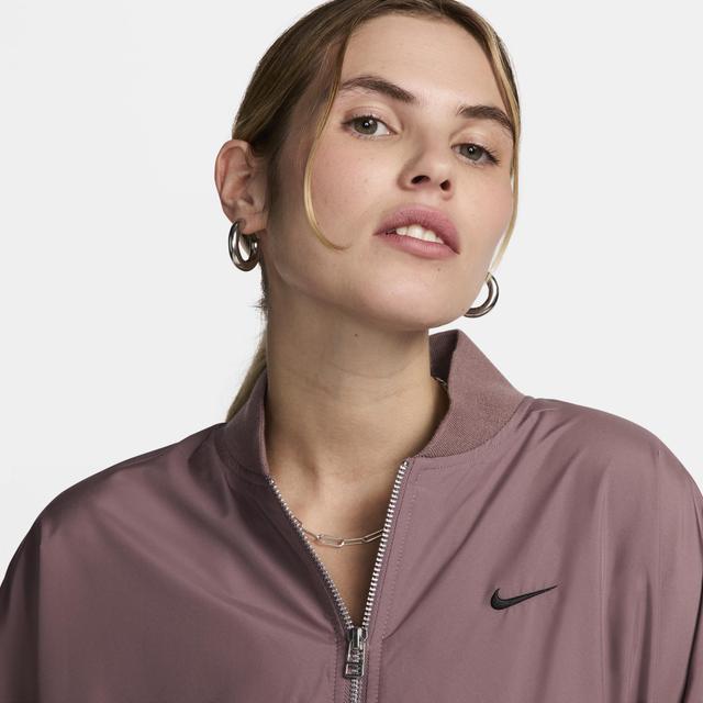 Nike Womens Essential OS Bomber Jacket - Black/Smokey Mauve Product Image