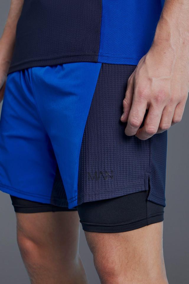 Man Active Colour Block 2-in-1 Short | boohooMAN USA Product Image