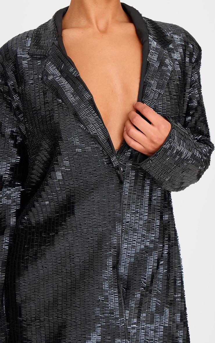 Black Diamante Blazer Dress Product Image