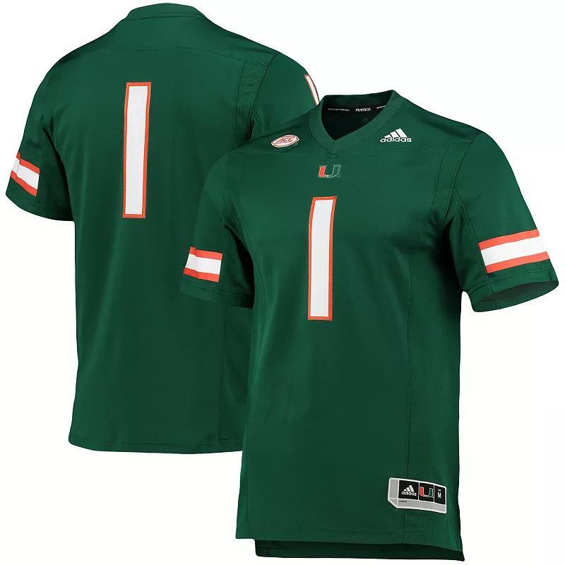 Mens adidas #1 Miami Hurricanes Team Premier Football Jersey Product Image