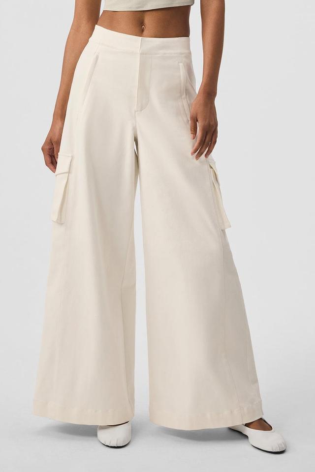 Show Off Cargo Wide Leg Trouser (Regular) - Ivory Female Product Image