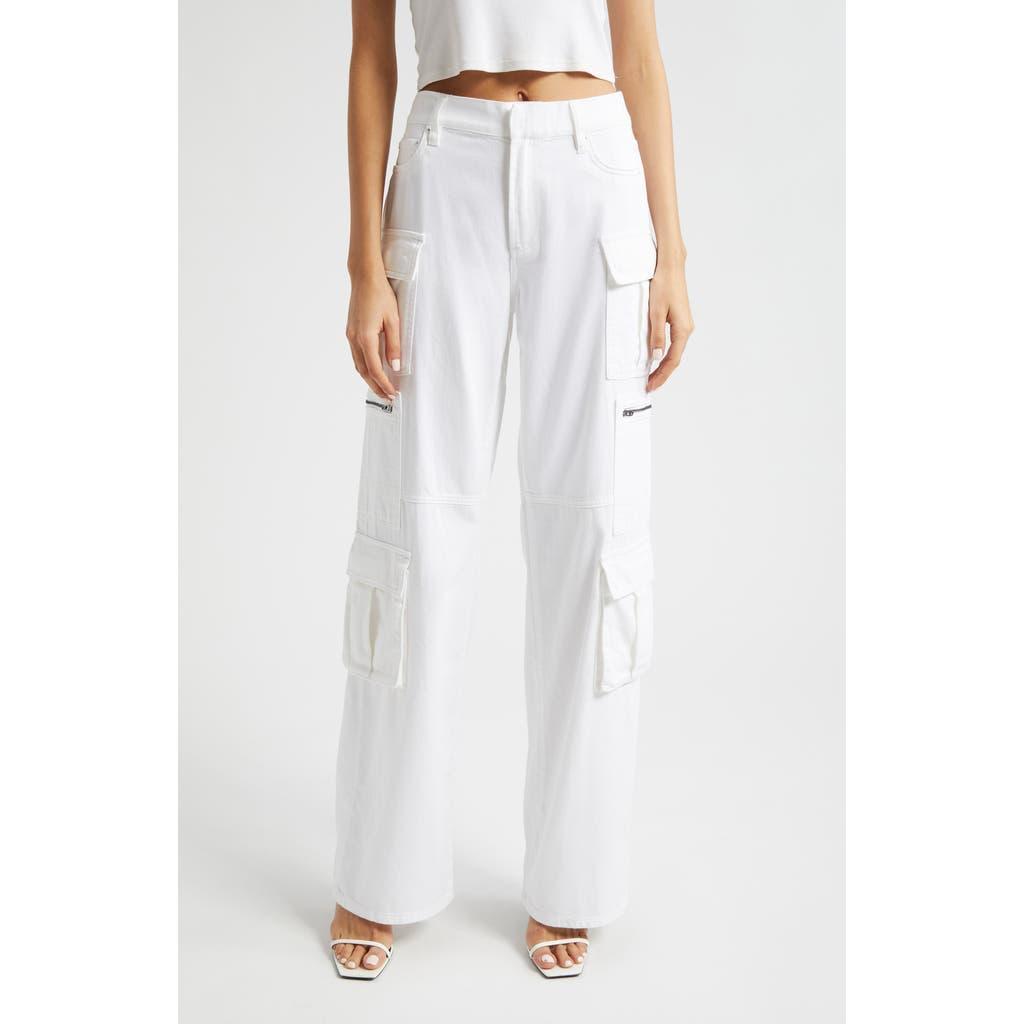 ALICE AND OLIVIA Baggy Cargo Wide Leg Jeans In White Product Image