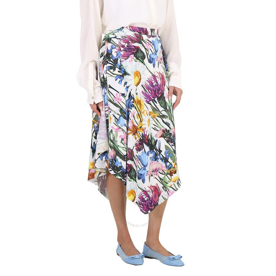 Ladies Asymmetric Floral Print Midi Skirt Product Image