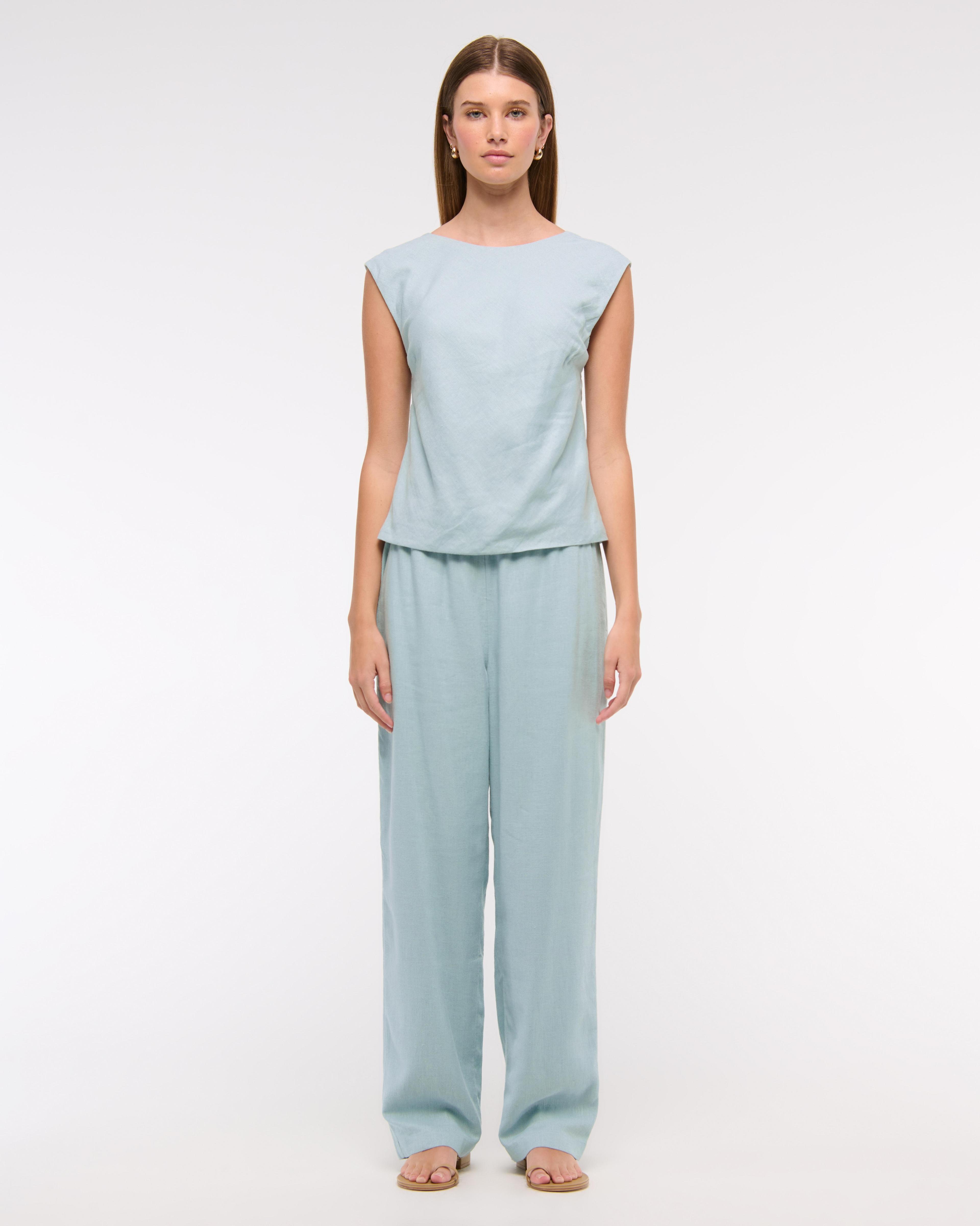 Straight Linen-Blend Pull-On Pant Product Image