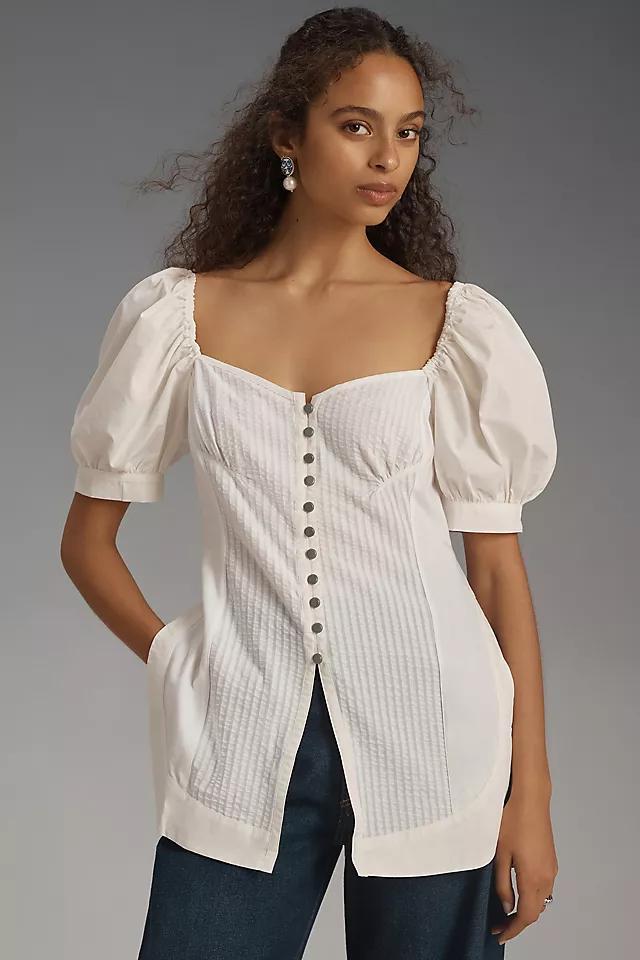 Maeve Puff-Sleeve Sweetheart Top Product Image