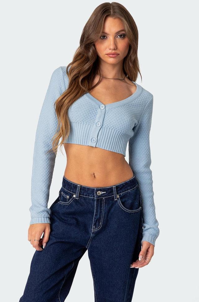 V Neck Cropped Cardigan Product Image