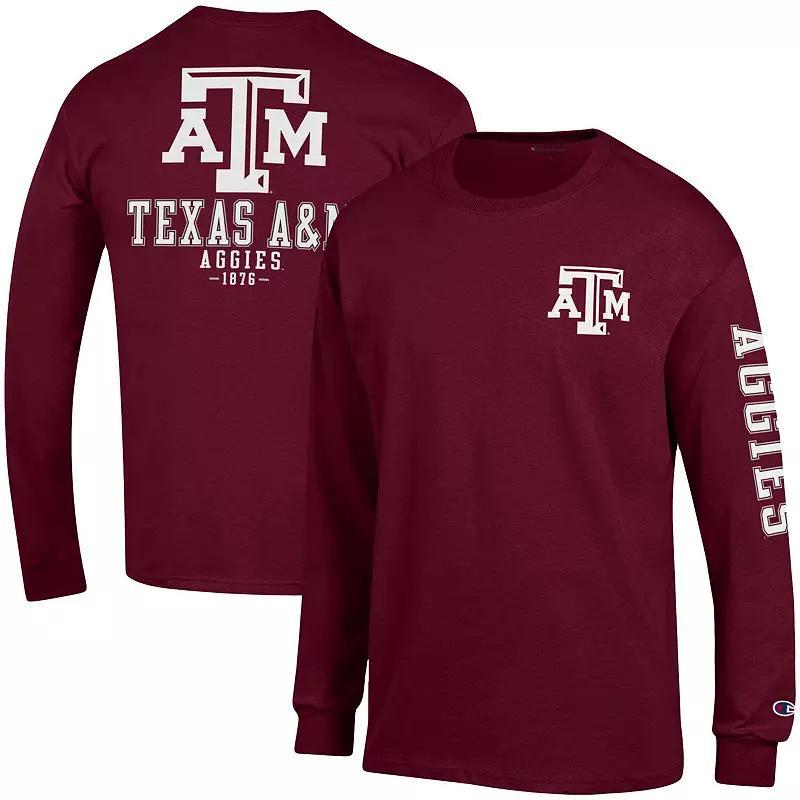 Mens Champion Maroon Texas A&M Aggies Team Stack Long Sleeve T-Shirt Product Image