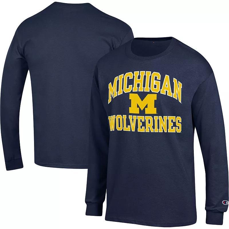 Mens Champion Navy Michigan Wolverines High Motor Long Sleeve T-Shirt Blue Product Image