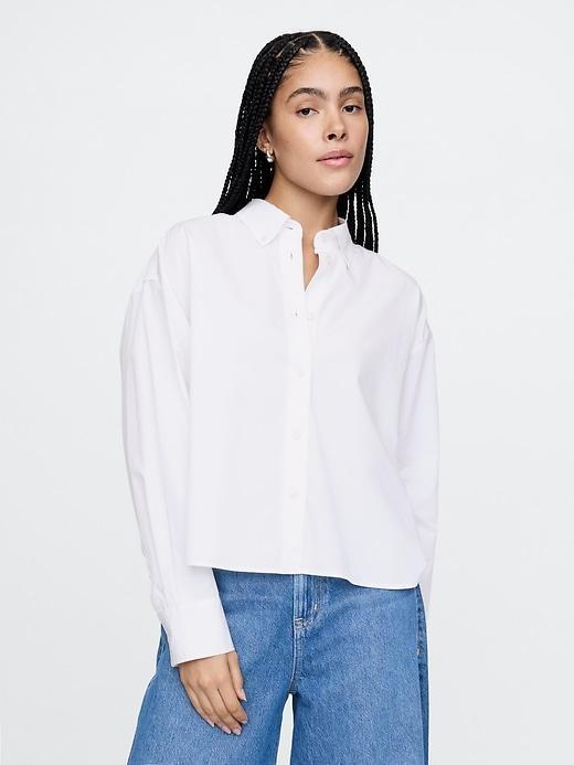 Organic Cotton Poplin Cropped Big Shirt Product Image