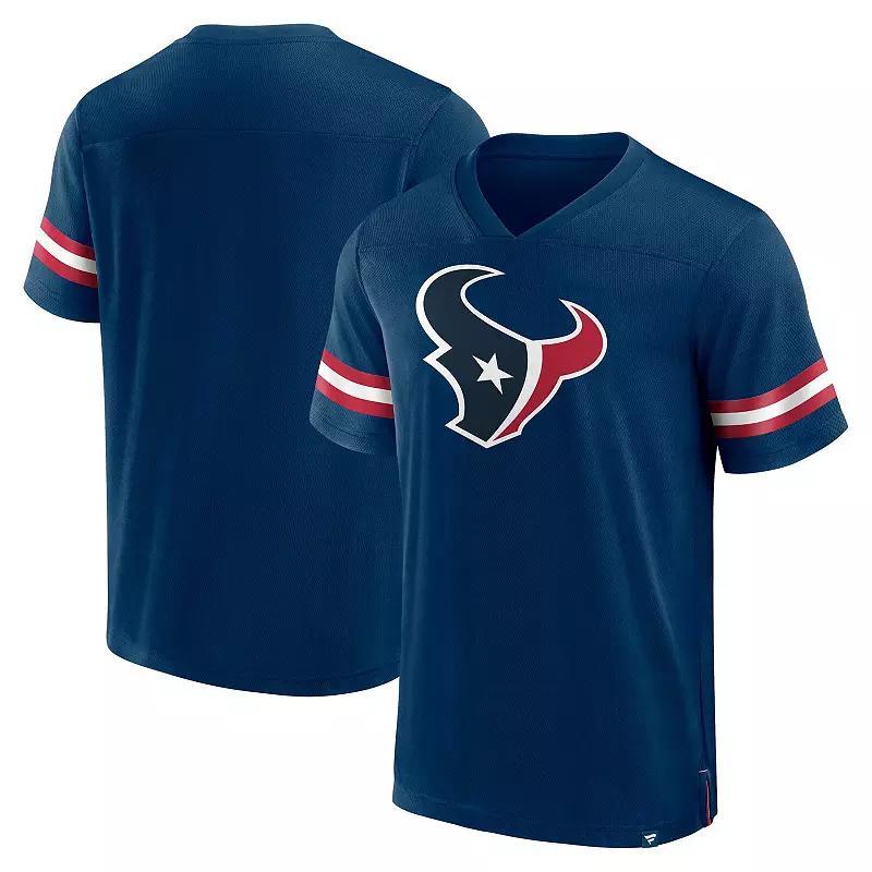 Mens Fanatics Branded Houston Texans Jersey Tackle V-Neck T-Shirt Blue Product Image