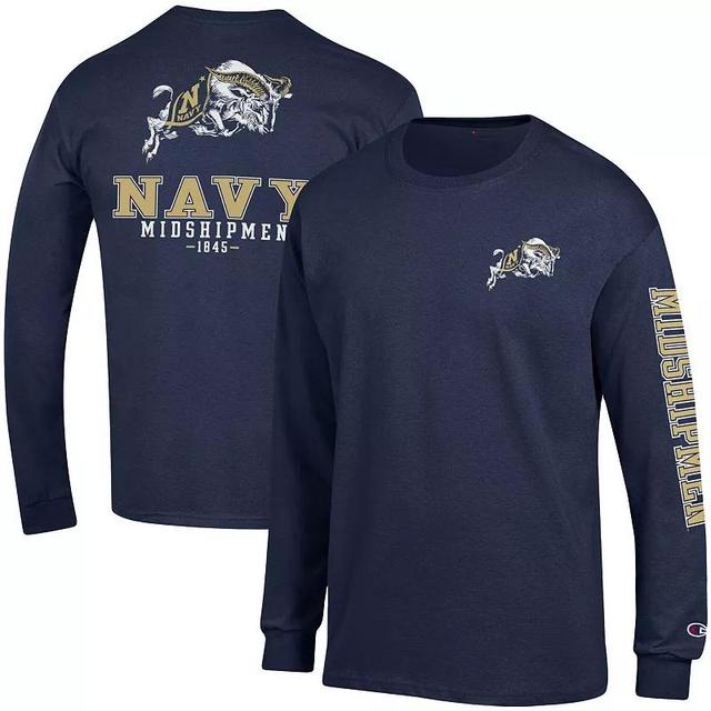 Mens Champion Midshipmen Team Stack Long Sleeve T-Shirt Blue Product Image