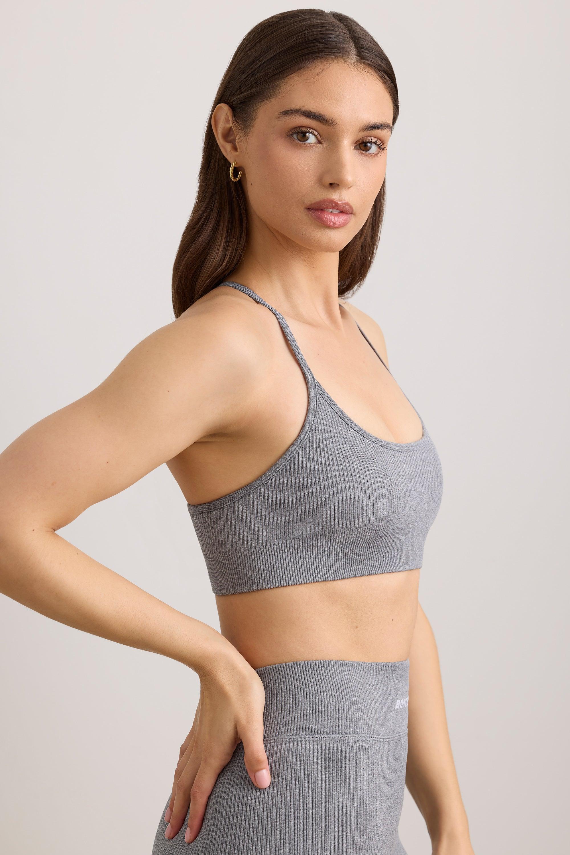 FlexiRib Scoop Neck Sports Bra in Grey Melange Female Product Image