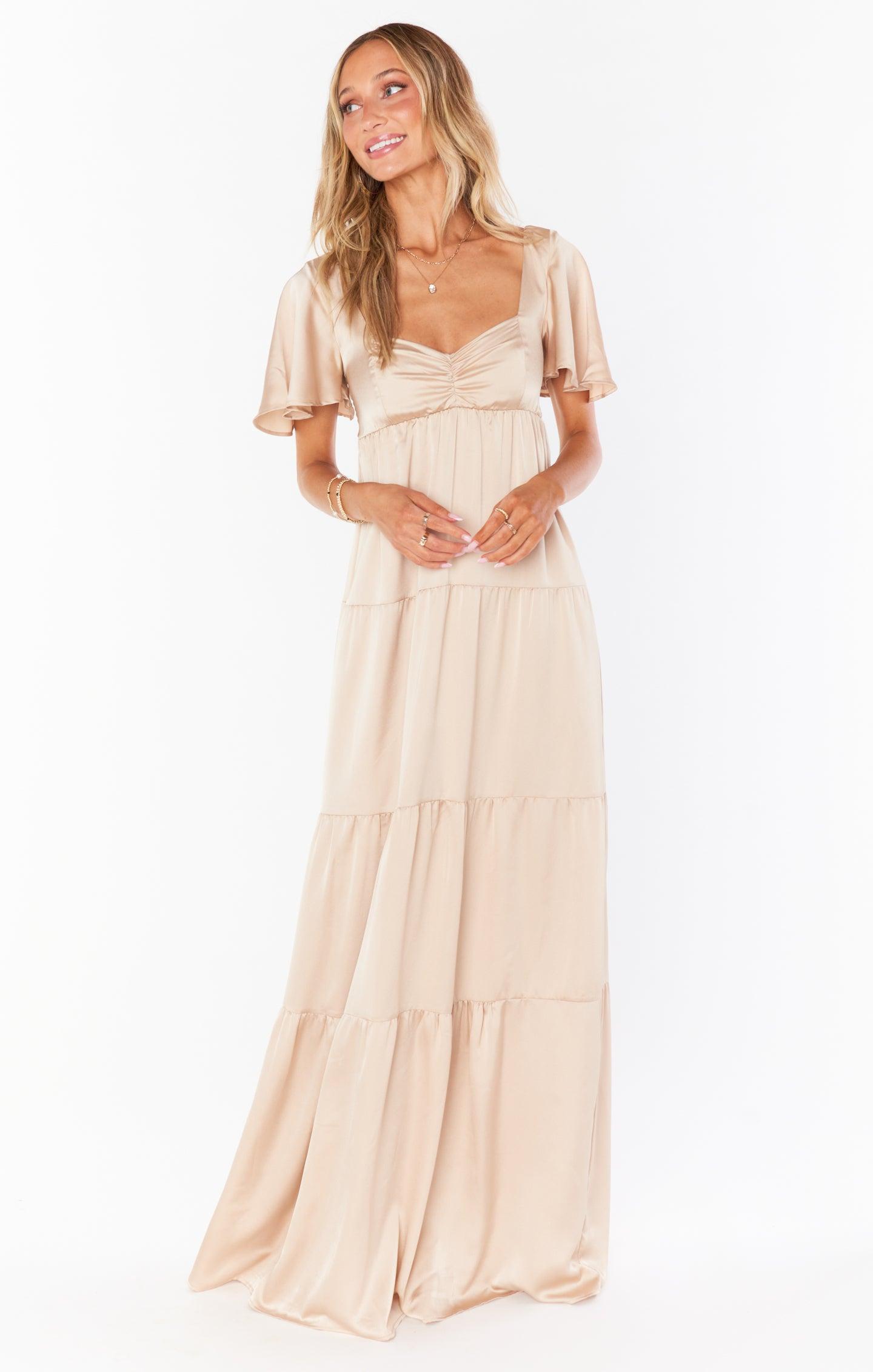 Nicole Maxi Dress ~ Champagne Luxe Satin Product Image