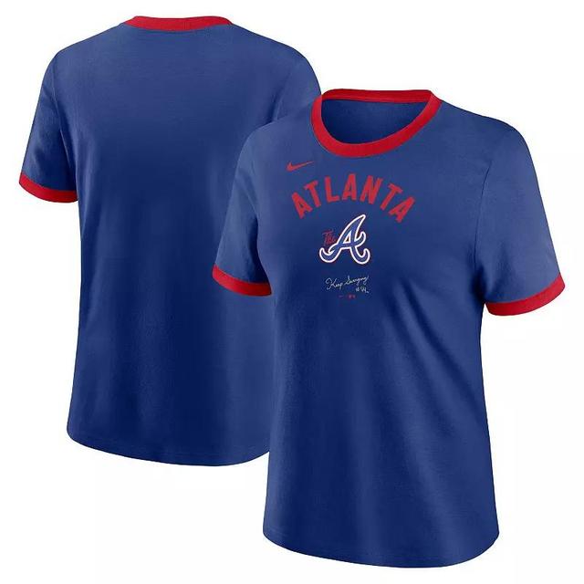 Nike Womens Royal Atlanta Braves 2024 City Connect Ringer Tri-Blend T-Shirt - Royal Product Image