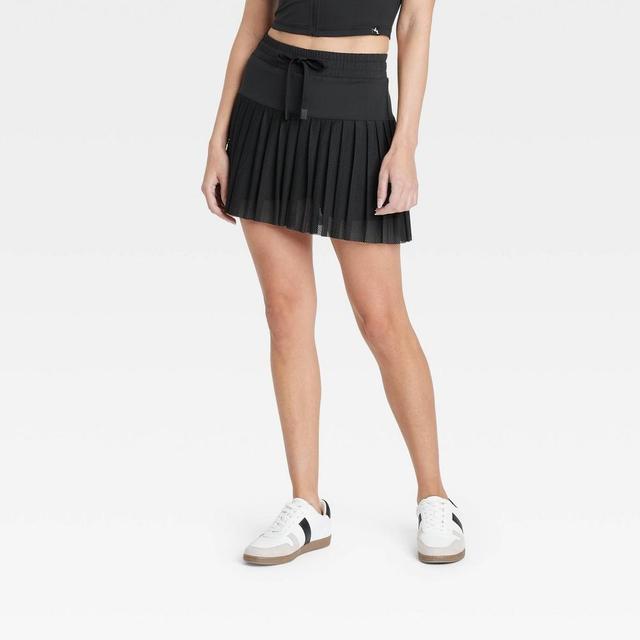 Womens Mesh High-Rise Pleated Tennis Skort - JoyLab Black M Product Image