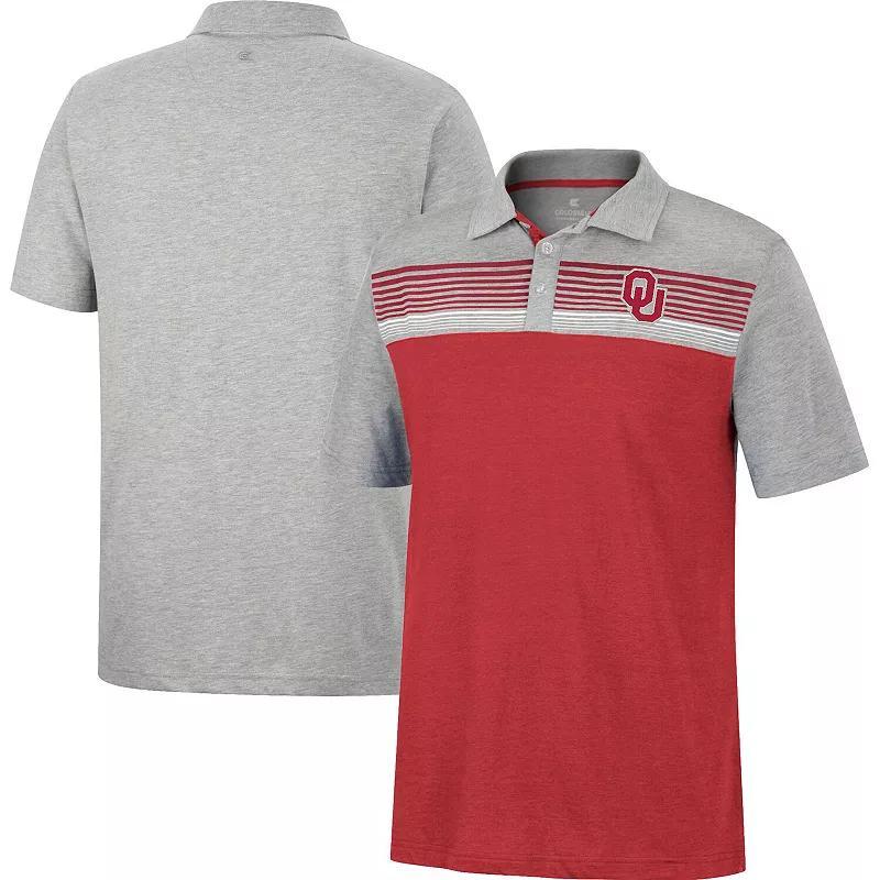 Mens Colosseum Crimson/Heathered Gray Oklahoma Sooners Caddie Polo Product Image