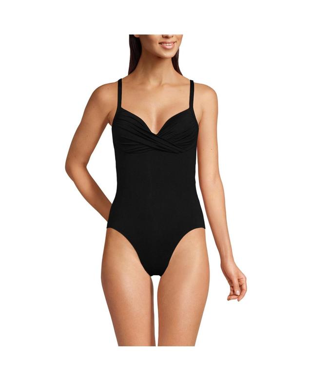 Lands End Womens Sculpting Suit Targeted Control Draped One Piece Swimsuit Product Image