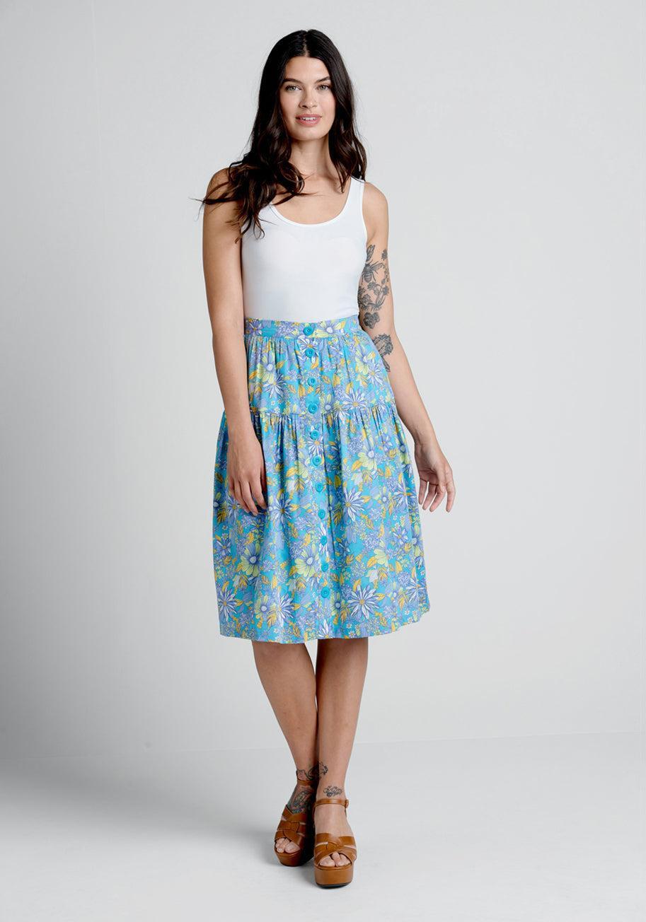 Daisies At Nightfall Tiered Midi Skirt Product Image