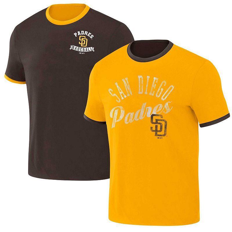 Mens Darius Rucker Collection by Fanatics /Gold San Diego Padres Two-Way Ringer Reversible T-Shirt Product Image