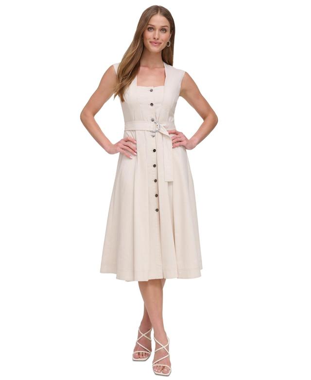 Dkny Womens Belted Button-Front Midi Dress Product Image