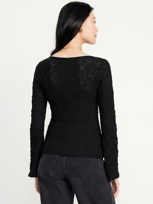 Textured Lace Scoop-Neck Top Product Image