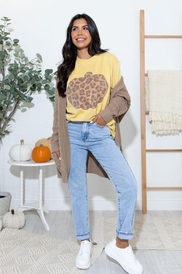 Leopard Pumpkin Mustard Oversized Graphic Tee Product Image