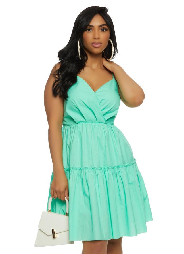 Womens Poplin Tiered Tie Back Cami Dress Product Image