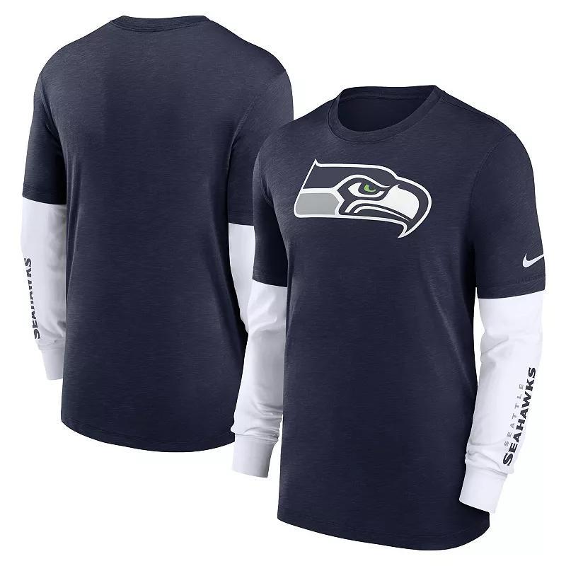 Mens Nike Heather College Seattle Seahawks Slub Fashion Long Sleeve T-Shirt Blue Product Image