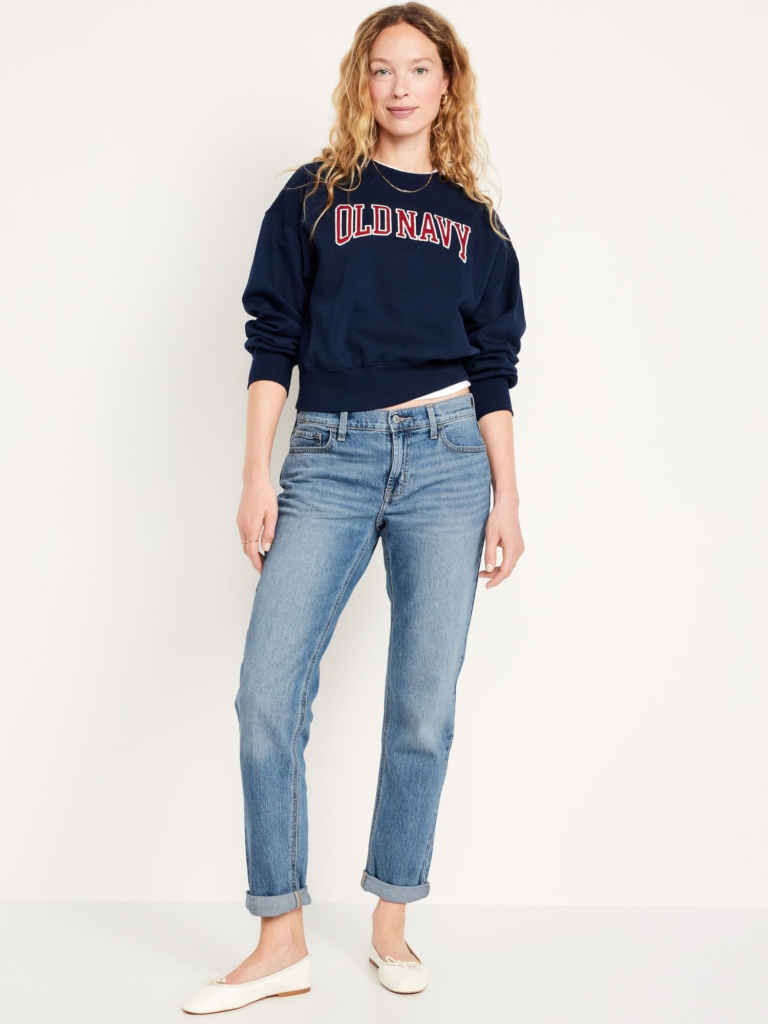 Mid-Rise Boyfriend Straight Jeans for Women Product Image