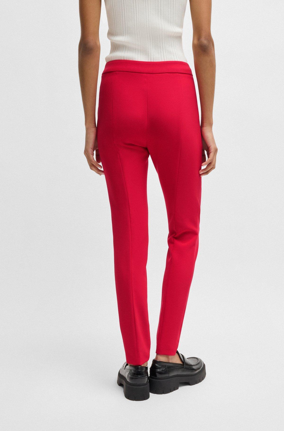 HUGO - Slim-fit trousers in stretch fabric with logo rivet - Red Product Image