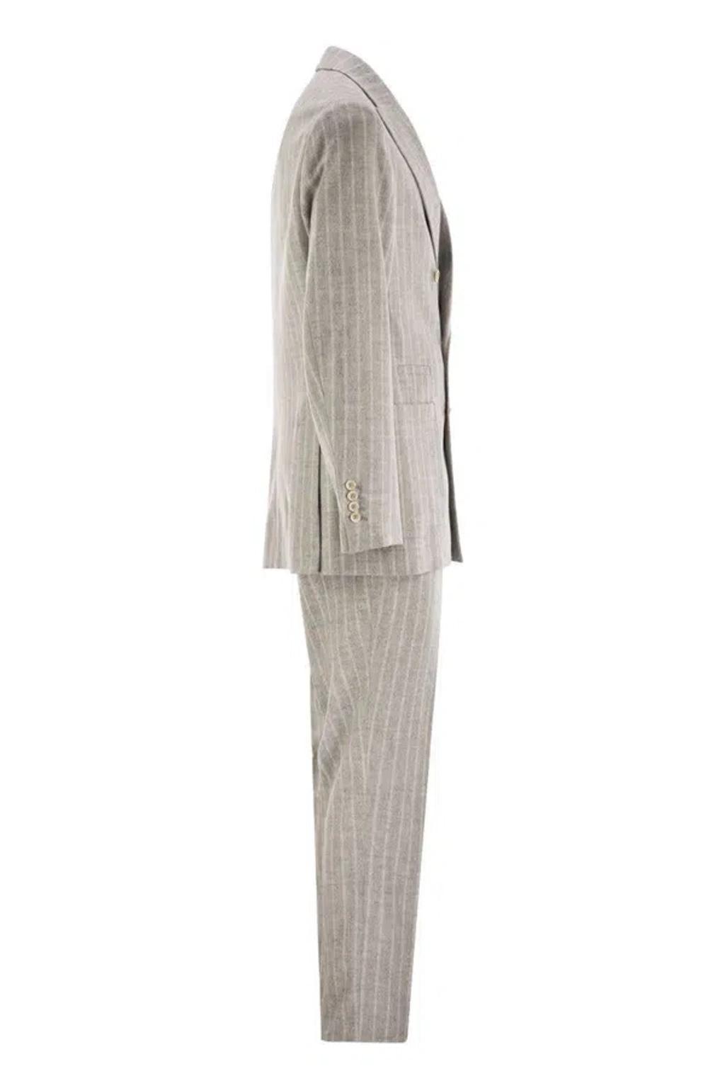 BRUNELLO CUCINELLI Striped Suit In Grey Product Image