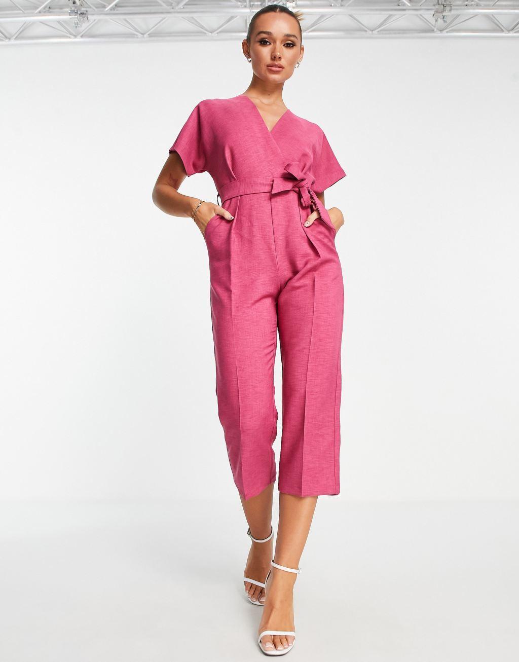 Closet London tie waist kimono jumpsuit Product Image