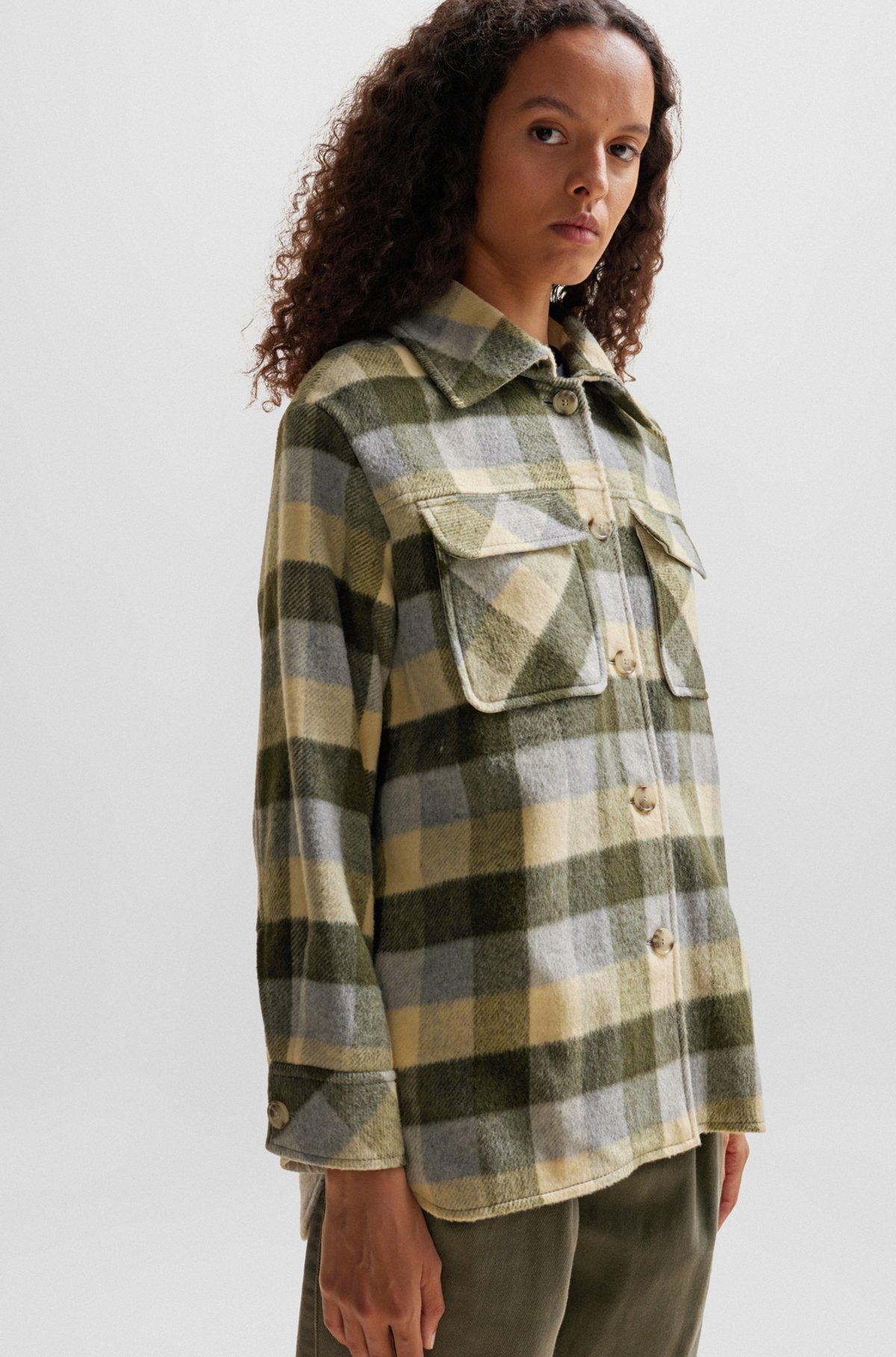 Relaxed-fit jacket in checked fabric with patch pockets Product Image