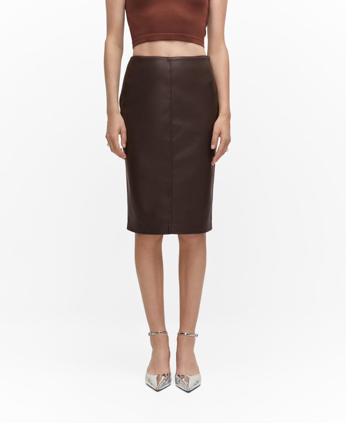 MANGO - Faux-leather pencil skirt black - 1 - Women Product Image