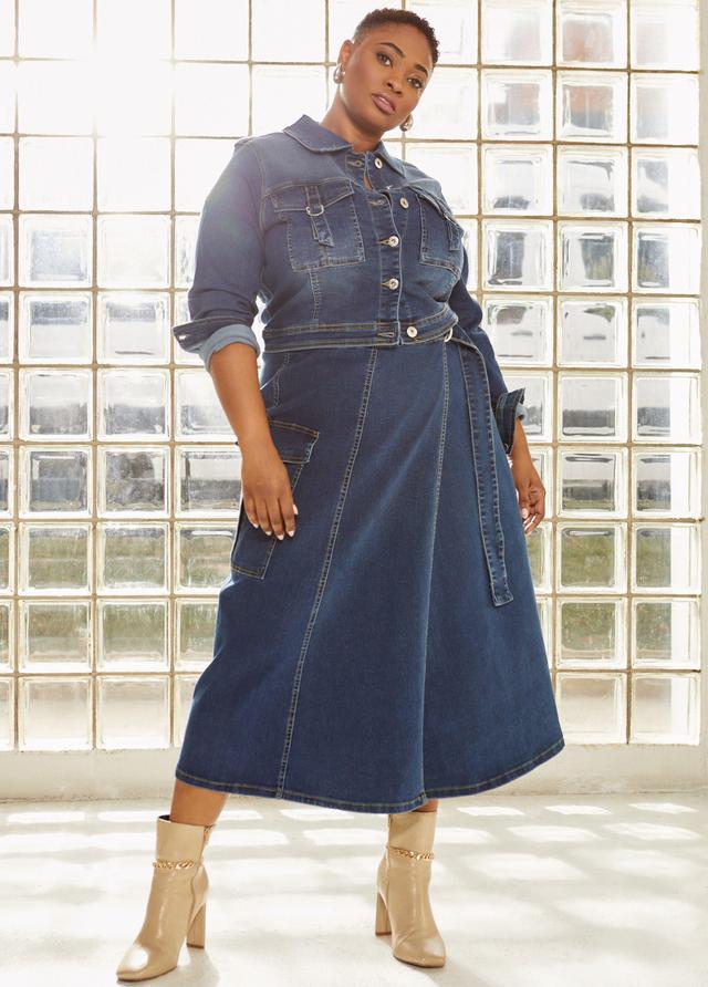 Cargo Pocket Denim Wrap Skirt Product Image