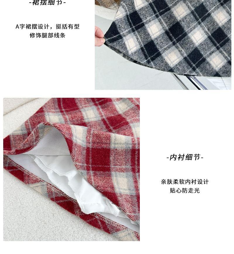 High Rise Plaid Mini Pencil Skirt Product Image