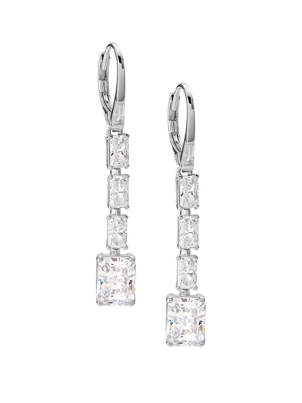 Womens Naomi Sterling Silver & Cubic Zirconia Linear Earrings Product Image