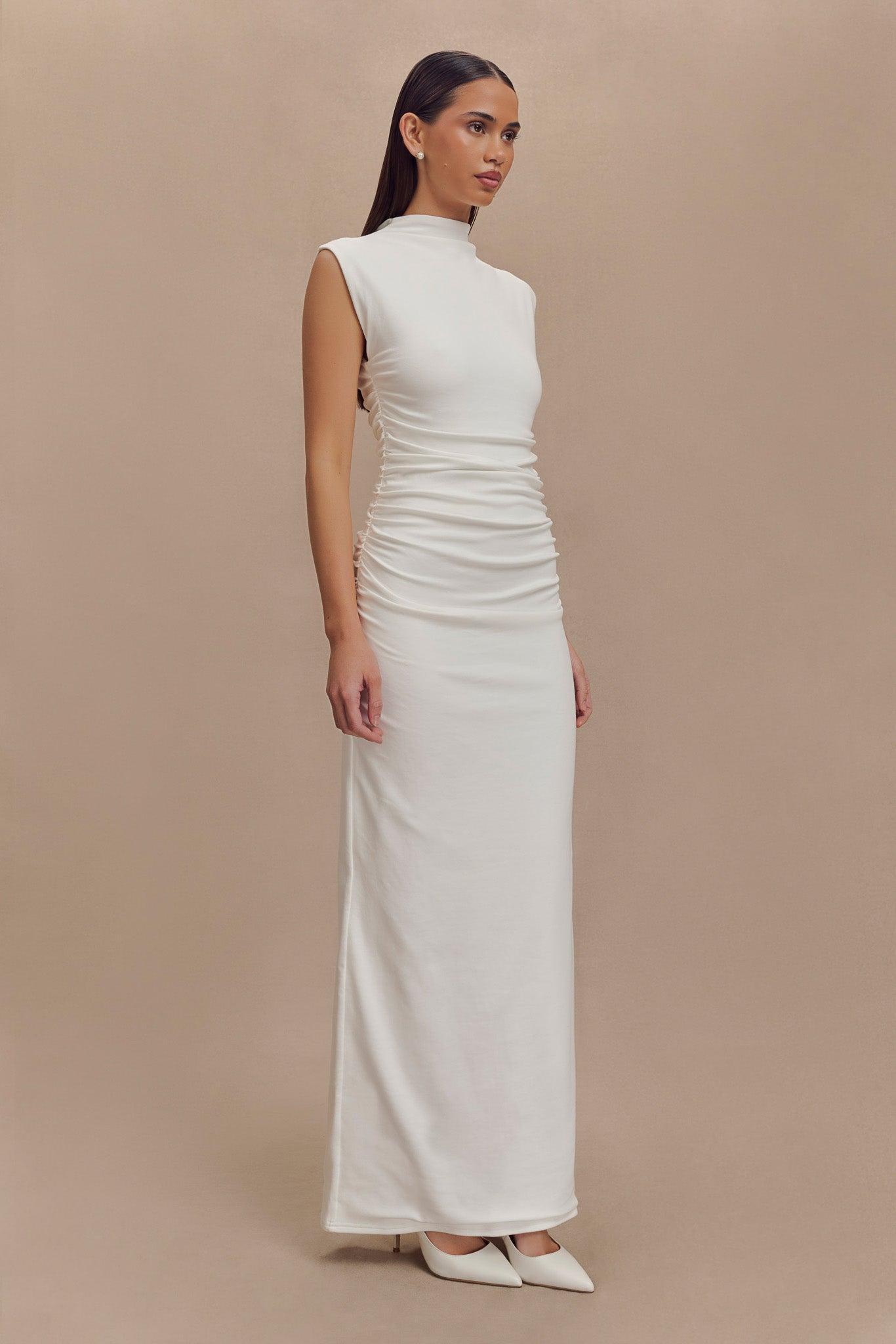 Elliot High Neck Sleeveless Maxi Dress - White Product Image