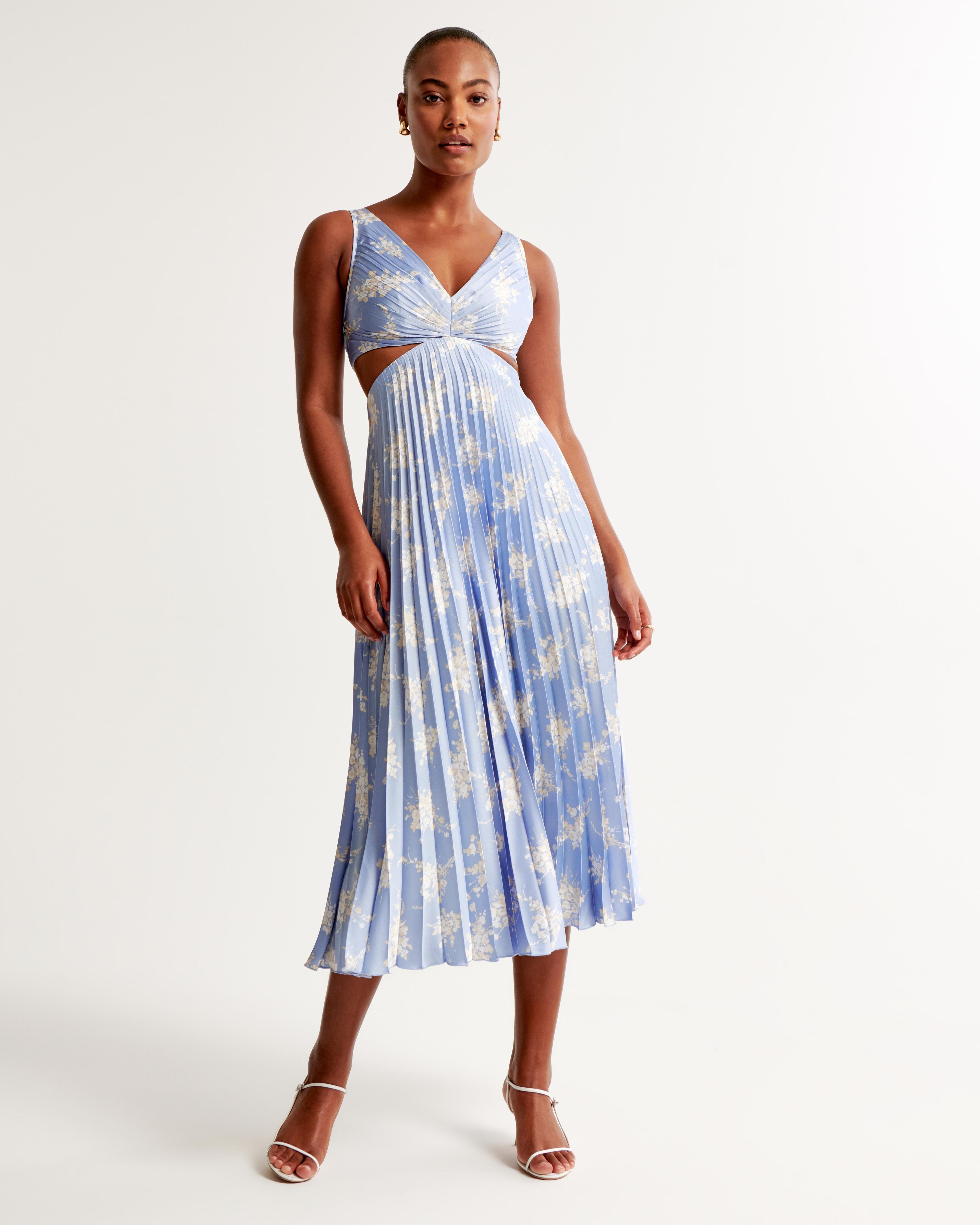 The A&F Giselle Pleated Cutout Maxi Dress Product Image