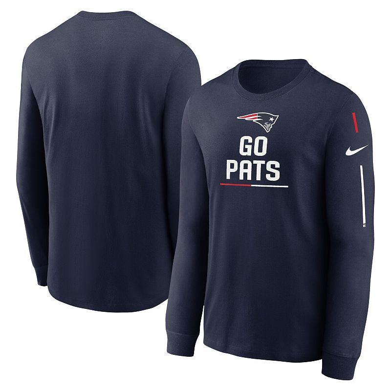 Mens Nike New England Patriots Team Slogan Long Sleeve T-Shirt Blue Product Image