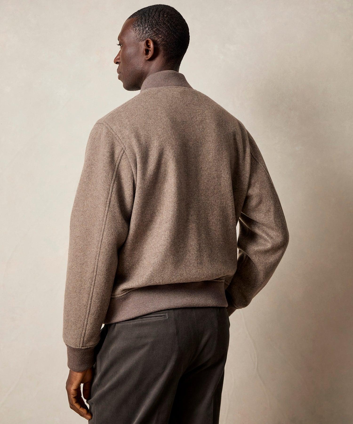 Italian Cashmere Bomber in Taupe Product Image