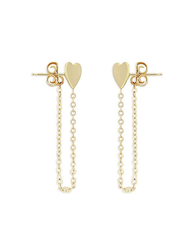 Moon & Meadow 14K Yellow Gold Heart Chain Drop Earrings Product Image