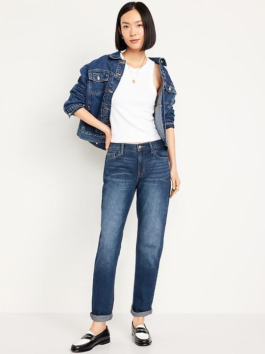 Mid-Rise Wow Boyfriend Straight Jeans Product Image